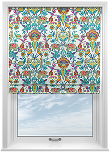 Bangalore Faux Silk, Azure Glow - Motorised Roman Blind